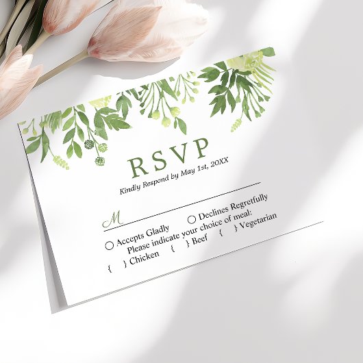 Waterverf Greenery Floral Garden Wedding RSVP