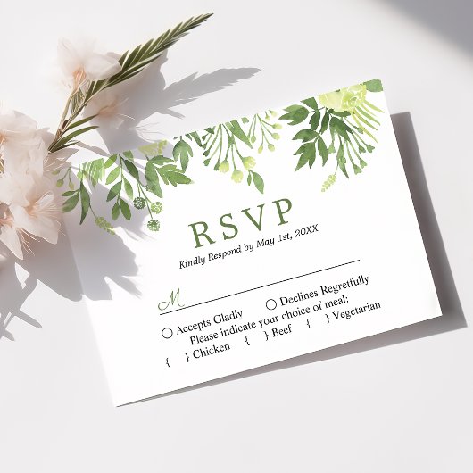 Waterverf Greenery Floral Garden Wedding RSVP