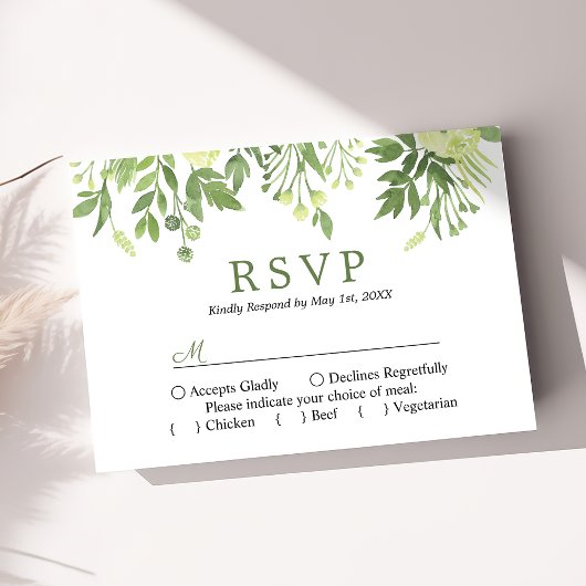 Waterverf Greenery Floral Garden Wedding RSVP