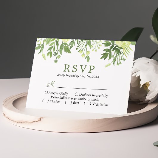 Waterverf Greenery Floral Garden Wedding RSVP