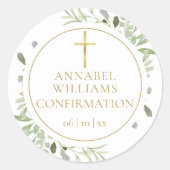 Waterverf Greenery Floral Gold bevestiging Ronde Sticker (Voorkant)