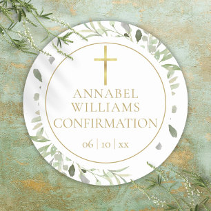 Waterverf Greenery Floral Gold bevestiging Ronde Sticker
