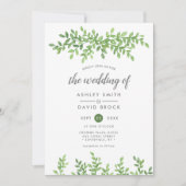 Waterverf Greenery Floral laat een moderne bruilof Kaart (Voorkant)