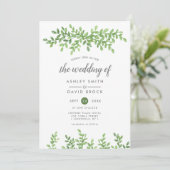 Waterverf Greenery Floral laat een moderne bruilof Kaart (Staand voorkant)