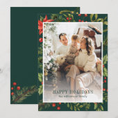 Waterverf Greenery Floral Lijst Foto Feestdagenkaart (Voorkant / Achterkant)