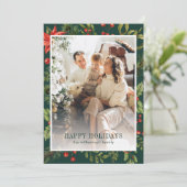 Waterverf Greenery Floral Lijst Foto Feestdagenkaart (Staand voorkant)