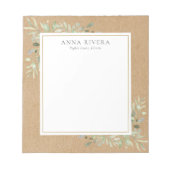 Waterverf Greenery Floral Rustic Kraft Boho Notitieblok (Voorkant)