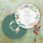 Waterverf Greenery Floral Wedding Invitation Kaart<br><div class="desc">Deze chic botanical bruiloft kan gepersonaliseerd worden met je speciale huwelijksdag-informatie...  ...  rozen met een fijne zomervakantie met een delicate waterverf bloemkeland. Op de achterzijde staat een bijpassend bloemkool die je monogram initialen in witte elegante tekst op een boslandgroene achtergrond maakt. Ontworpen door: Thisnotme©</div>