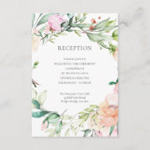 Waterverf Greenery Floral Wedding Reception Informatiekaartje (Voorkant)