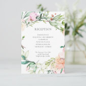 Waterverf Greenery Floral Wedding Reception Informatiekaartje (Staand voorkant)