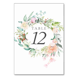 Waterverf Greenery Floral Wedding Table Numbers Kaart