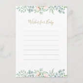 Waterverf Greenery Floral wil Baby shower Advieskaart (Voorkant)