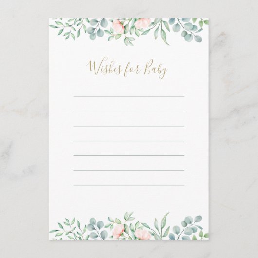 Waterverf Greenery Floral wil Baby shower Advieskaart (Voorkant)