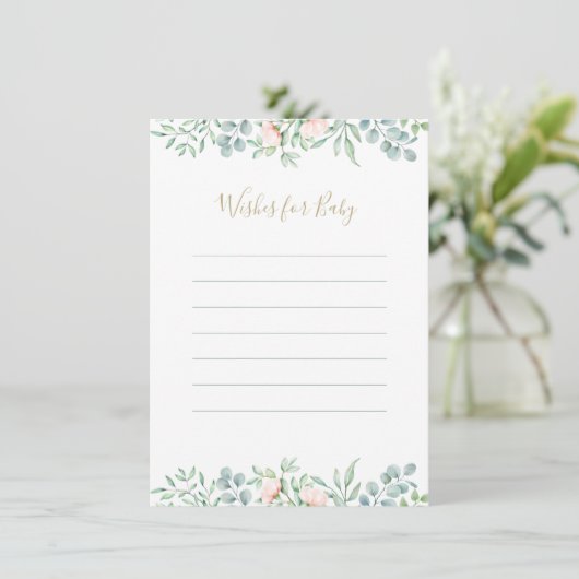 Waterverf Greenery Floral wil Baby shower Advieskaart (Staand voorkant)