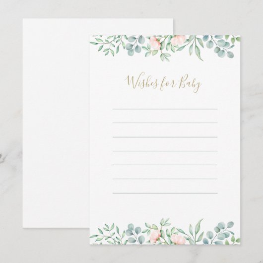 Waterverf Greenery Floral wil Baby shower Advieskaart (Voorkant / Achterkant)