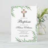 Waterverf Greenery Flowers Meisje Doop Kaart (Staand voorkant)