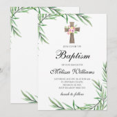Waterverf Greenery Flowers Meisje Doop Kaart (Voorkant / Achterkant)