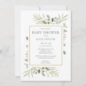 Waterverf Greenery Foliage Baby shower Kaart (Voorkant)