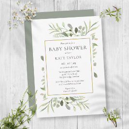 Waterverf Greenery Foliage Baby shower Kaart