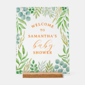 Waterverf Greenery Foliage Baby shower Welkom Acryl Bord (Voorkant)
