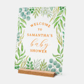 Waterverf Greenery Foliage Baby shower Welkom Acryl Bord (Hoek)