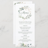 Waterverf Greenery Foliage Baptisme Menu (Voorkant / Achterkant)