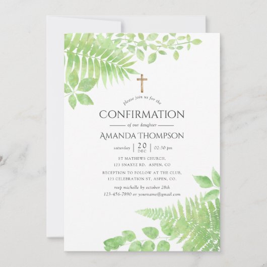 Waterverf Greenery Foliage-bevestiging Kaart (Voorkant)