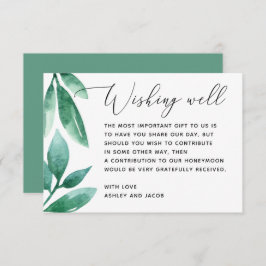 Waterverf greenery foliage bruiloft die goed wenst informatiekaartje