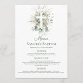Waterverf Greenery Foliage Cross Baptism Menu (Voorkant)