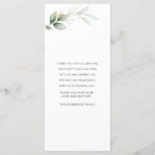 Waterverf Greenery Foliage Cross Baptism Menu (Achterkant)