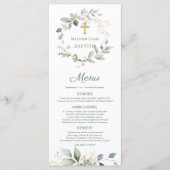 Waterverf Greenery Foliage Cross Baptism Menu (Voorkant)