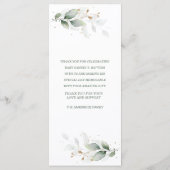 Waterverf Greenery Foliage Cross Baptism Menu (Achterkant)