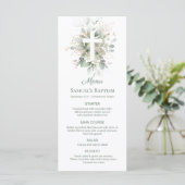 Waterverf Greenery Foliage Cross Baptism Menu (Staand voorkant)