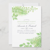Waterverf Greenery Foliage Engagement Party Kaart (Voorkant)