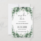 Waterverf Greenery Foliage Eucalyptus Wreath Save The Date (Voorkant)