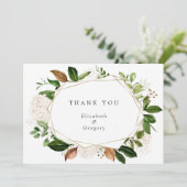 Waterverf Greenery Foliage Goud Geometrisch Lijst Bedankkaart (Staand voorkant)