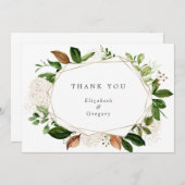 Waterverf Greenery Foliage Goud Geometrisch Lijst Bedankkaart (Voorkant / Achterkant)