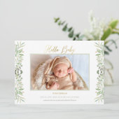 Waterverf Greenery Foliage laat Baby Aankondiging (Staand voorkant)