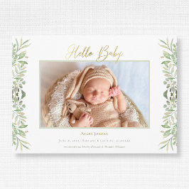 Waterverf Greenery Foliage laat Baby Aankondiging