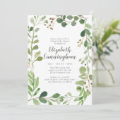 Waterverf Greenery Foliage Virtual Baby shower Kaart (Staand voorkant)