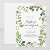 Waterverf Greenery Foliage Virtual Baby shower Kaart (Voorkant / Achterkant)