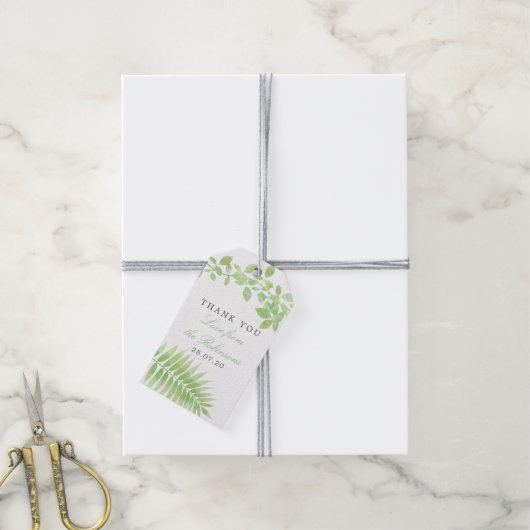 Waterverf Greenery Foliage Weddenschap Hartelijk d Cadeaulabel (Met Touw)