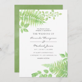 Waterverf Greenery Foliage Wedding Invitation Kaart