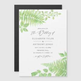 Waterverf Greenery Foliage Wedding Magnetische Uitnodiging