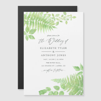 Waterverf Greenery Foliage Wedding Magnetische Uitnodiging
