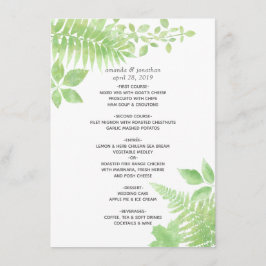 Waterverf Greenery Foliage Wedding Menu