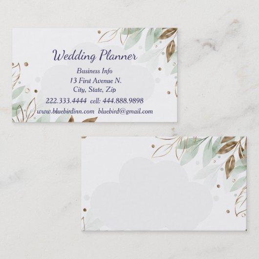 Waterverf Greenery Foliage Wedding Planner Aangepa Visitekaartje (Voorkant / Achterkant)