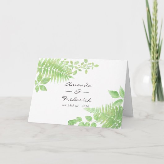 Waterverf Greenery Foliage Wedding Programma (Voorkant)