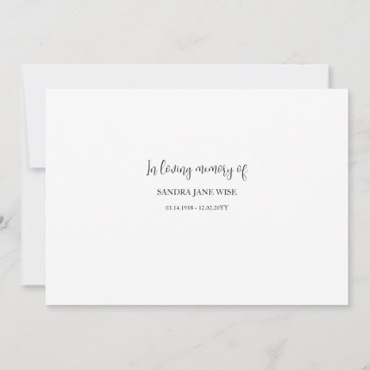 Waterverf Greenery Foto Overlijdensakte en begrafe Kaart (Achterkant)