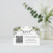 Waterverf Greenery Foto QR RSVP Wedding Informatiekaartje (Staand voorkant)